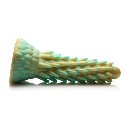 Creature Cocks Stegosaurus Spiky Reptile Silicone Dildo - Green/Gold, 7.6inch