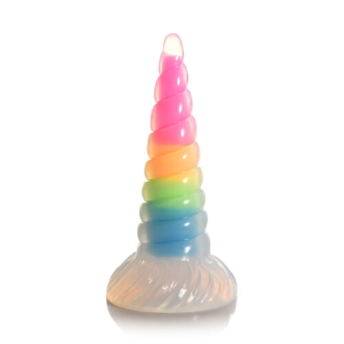 Creature Cocks Uni-Glow Glow-In-The-Dark Rainbow Silicone Dildo – Multicolour, 7.7inch