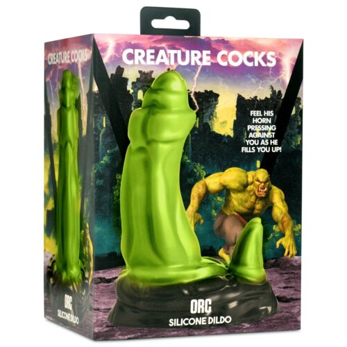 Creature Cocks Orc Silicone Dildo - Green/Black, 7inch