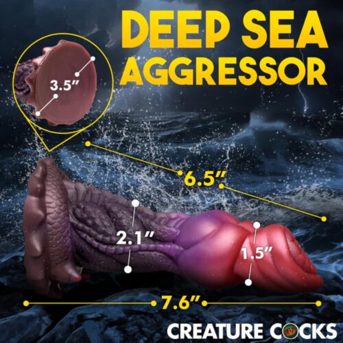 Creature Cocks Deep Diver Silicone Dildo - Red/Brown, 7.6inch