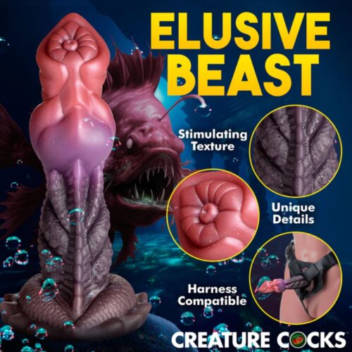 Creature Cocks Deep Diver Silicone Dildo - Red/Brown, 7.6inch