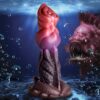 Creature Cocks Deep Diver Silicone Dildo - Red/Brown, 7.6inch