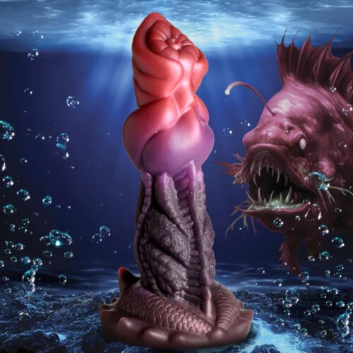 Creature Cocks Deep Diver Silicone Dildo - Red/Brown, 7.6inch