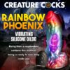 Vibrant multicolored silicone dildo with a mythical design