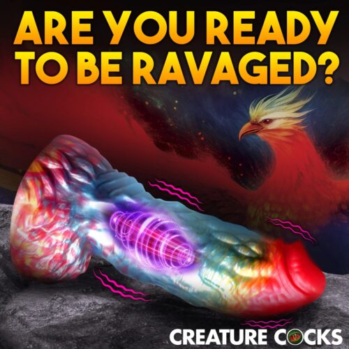 Multicolored 6.8-inch silicone dildo with a vibrating core