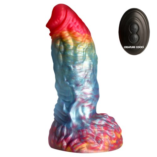 Multicolored 6.8-inch silicone dildo with textures