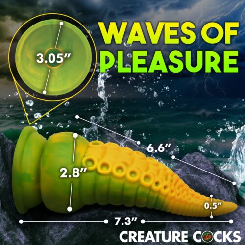Creature Cocks Monstropus 2.0 Vibrating Tentacle Silicone Dildo in yellow and green