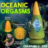 Creature Cocks Monstropus 2.0 silicone dildo in yellow and green, showcasing unique textu