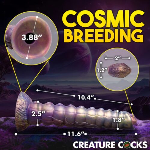 Creature Cocks Deep Invader Tentacle Ovipositor Silicone Dildo With Eggs - Metalic Gold, 11.6inch