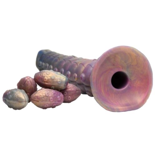 Creature Cocks Deep Invader Tentacle Ovipositor Silicone Dildo With Eggs - Metalic Gold, 11.6inch