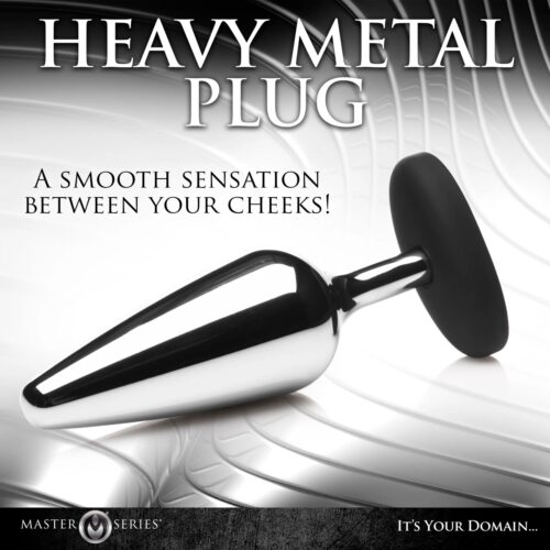 A heavy metal plug with a shiny surface and black base