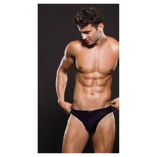 Muscular man in black underwear