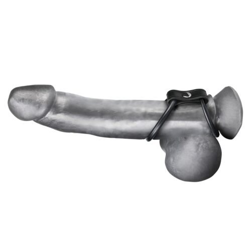 blm1718_with_dildojpg Blue Line Duo Cock & Ball Cockring - Black, One Size