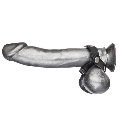 blm1722_with_dildojpg Blue Line V Style Cockring With Ball Divider - Black, One Size