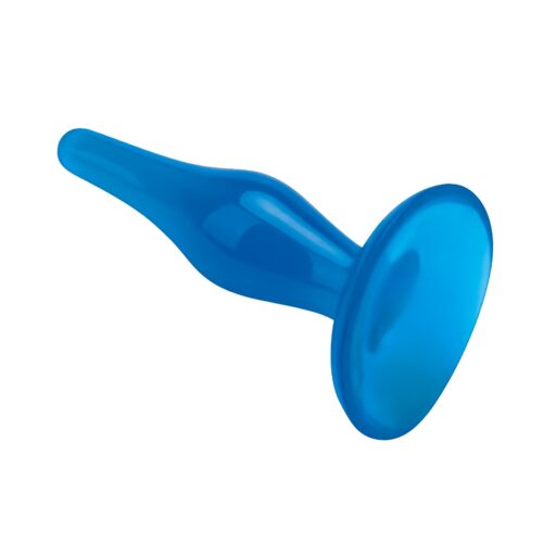 Blue silicone toy, featuring a tapered shape and flared base