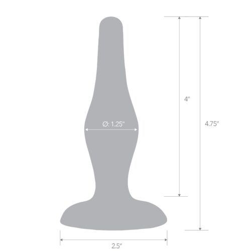 Gray silicone plug, 4.75 inches tall and 1.25 inches wide