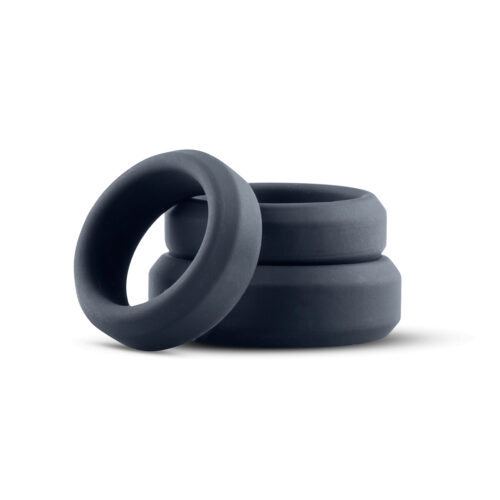 Boners 3-Piece Flat Cock Ring Kit - Grey, One Size
