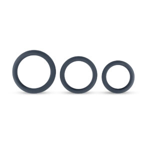 bon002_3jpg Boners 3-Piece Flat Cock Ring Kit - Grey, One Size