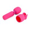 Nu Sensuelle Harlow Nubii Mini Wand Vibrator in pink, with a textured handle and removabl