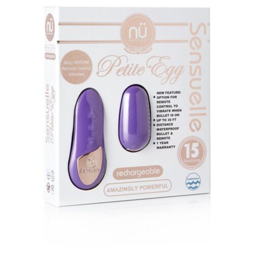Nu Sensuelle Remote Control Petite Egg in purple, displayed in its packaging