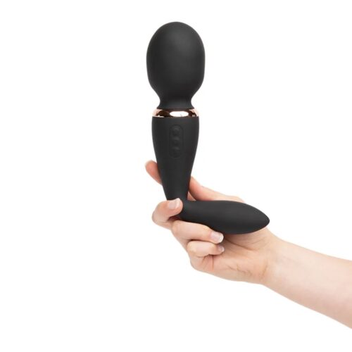 Nu Sensuelle Xlr8 Alluvion Wand Vibrator in black, held in hand