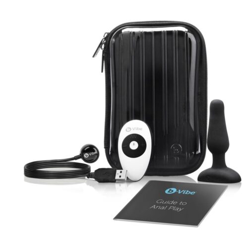 b-Vibe kit with a vibrating plug, remote, USB cable, guide to anal play