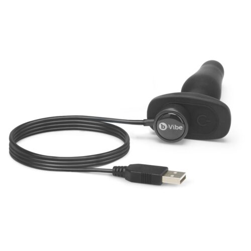 Black b-Vibe product with USB cable