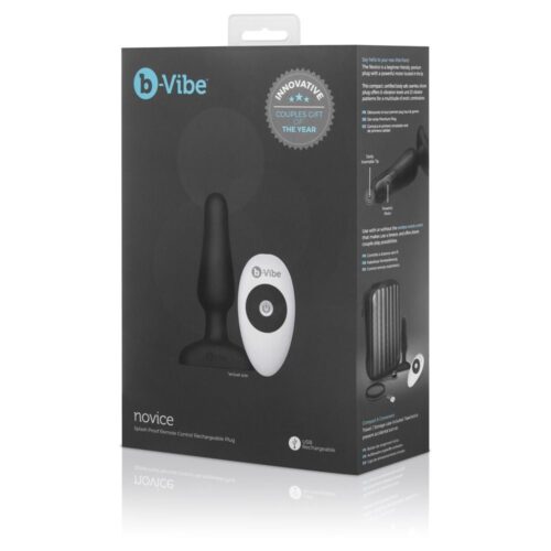 b-Vibe Novice remote control plug, in black packaging with remote