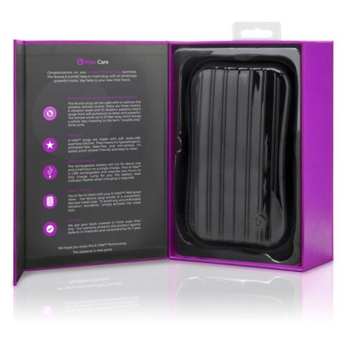 b-Vibe Novice Plug in packaging, showcasing features and instructions