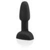A black silicone anal plug with a tapered shape