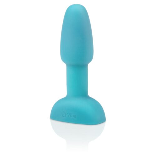 A blue silicone toy with a tapered tip and a sturdy base