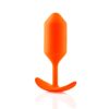 An orange silicone toy with a tapered end and a wide base