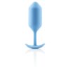Blue silicone intimate product, featuring a tapered shape and a base