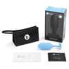 b-Vibe Snug Plug 3 in blue, user guide, and pouch