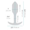 Dimensions of a tapered object, 3.9" tall, 2.3" wide