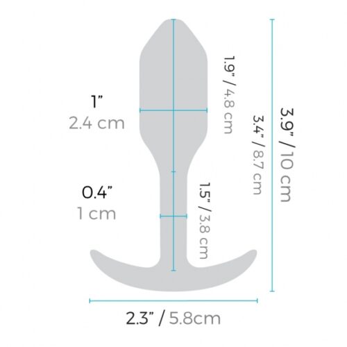 Dimensions of a tapered object, 3.9" tall, 2.3" wide