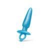 A blue tapered plug with a base