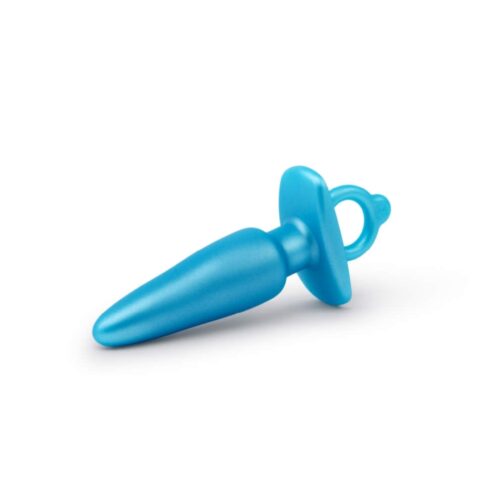 A sleek blue plug with a tapered end and a safety base