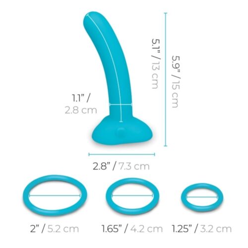 B-Vibe Every Body Strap On Harness Set With Silicone Dildo Peg - Blue, 6inch Dildo, Up to 68" Waist