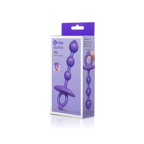Silicone anal beads in a purple packaging