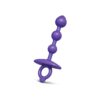 Purple anal bead toy with tapered tip and flared base