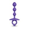 Purple anal toy with three beads and a flared base