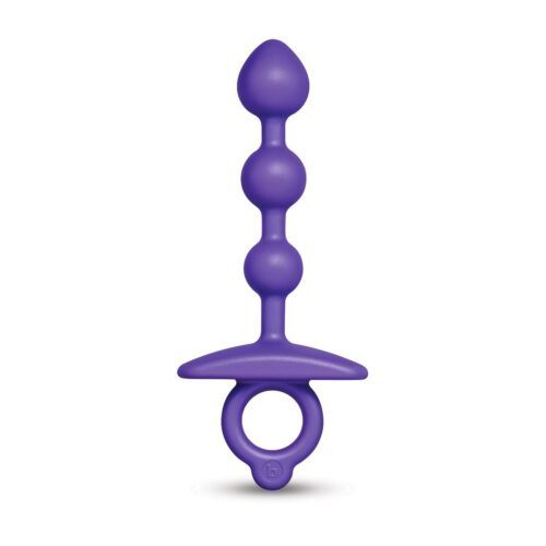 Purple anal toy with three beads and a flared base