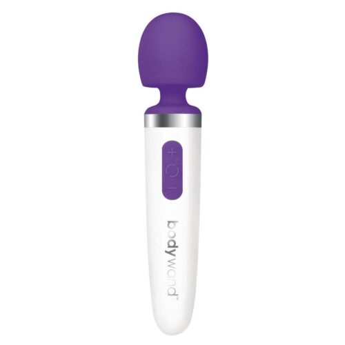 Bodywand USB Multi Function Wand Vibrator in purple, featuring a rounded tip and controls