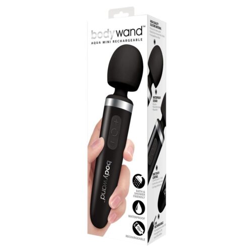 Bodywand Aqua Mini Rechargeable Wand Massager Vibrator - Black gallery_1 -