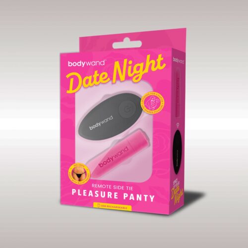 Bodywand Date Night Remote Control Bullet Vibrator With Side-Tie Panty - Black/Pink - One Size