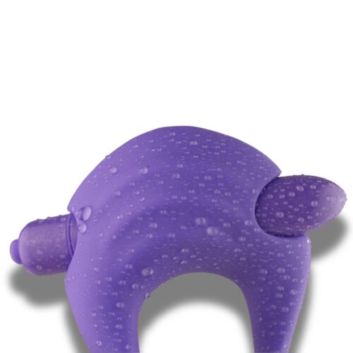 You Love Me Give Me Bunny Vibrator & Cock Ring Set - Black & Purple, One Size