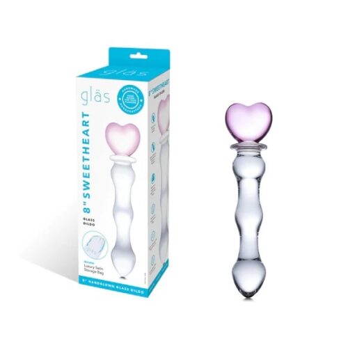 Glas-161_Glas-Eight-Inch-Sweetheart-Glass-Dildo-Clear-Pink-Packaging_582X582Jpg Glas Sweetheart Glass Dildo - Clear/Pink