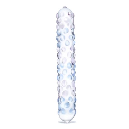 Glas Rose Nubby Glass Dildo – Clear/Blue