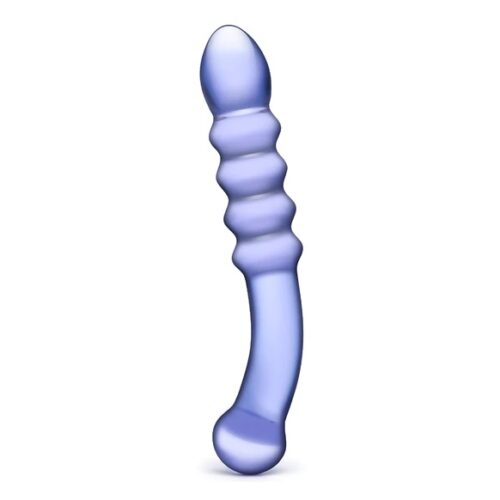 Glas Rain Ribbed Glass Dildo – Purple